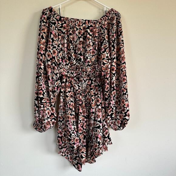Free People Boho Jael Cut-Out Floral Mini Long Sleeve Dress Cottagecore MEDIUM - Picture 7 of 12